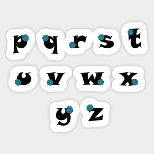 Marine Blue Flower Alphabet (on) - lower case 2/2 Sticker